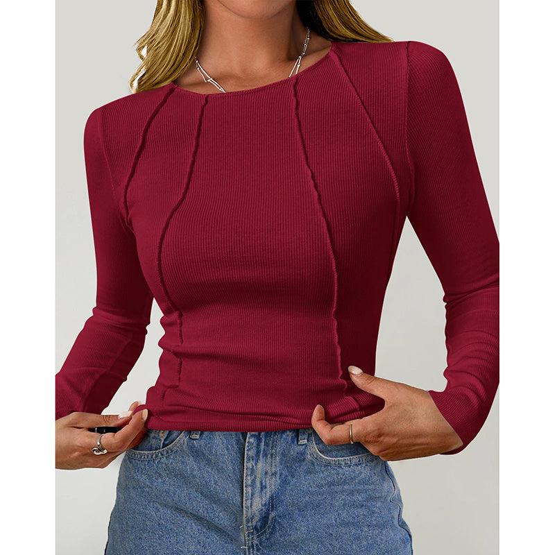 Women Long Sleeve T Shirts Crewneck Slim Fit Tops Going Out Fall Fashion Basic Tee