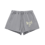 Snow Washed Raw Edge Drawstring Shorts