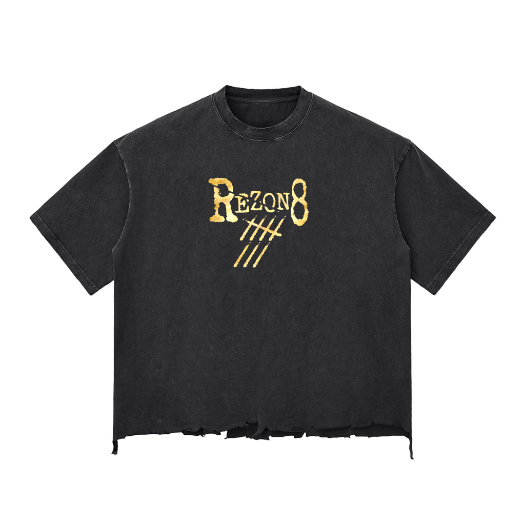 Snow Wash Raw-Hem Boxy unisex T-shirt