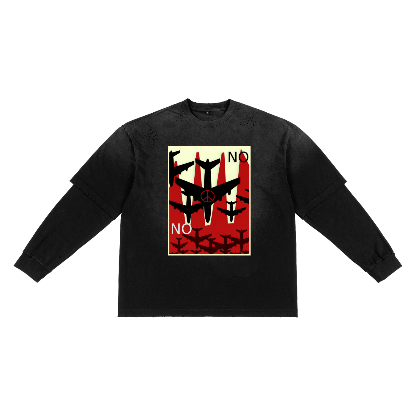 Sunfade Hand-Frayed Faux Two-Piece longsleeve T-Shirt