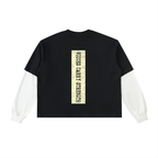 Layered Contrast Sleeve Cotton T-Shirt