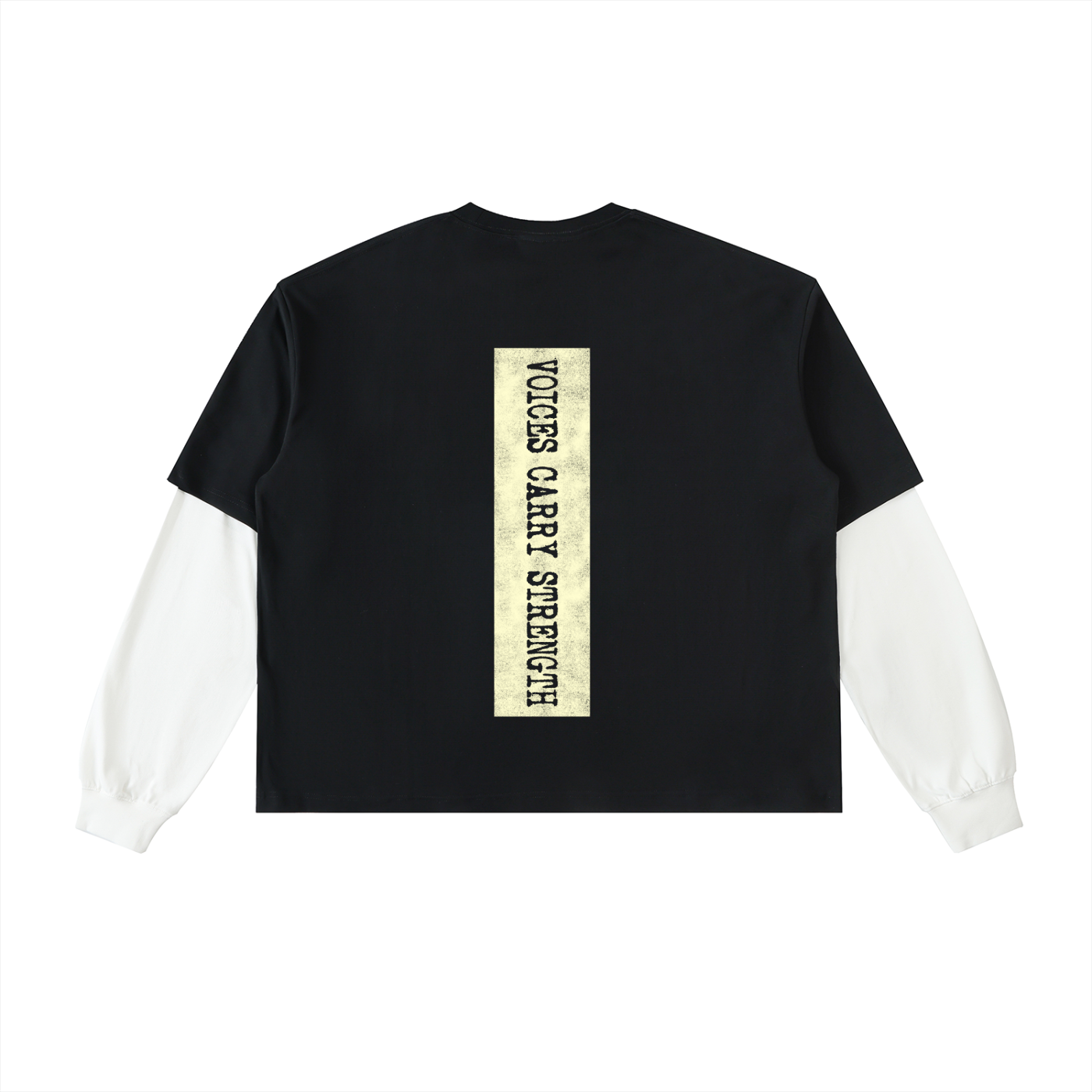 Layered Contrast Sleeve Cotton T-Shirt