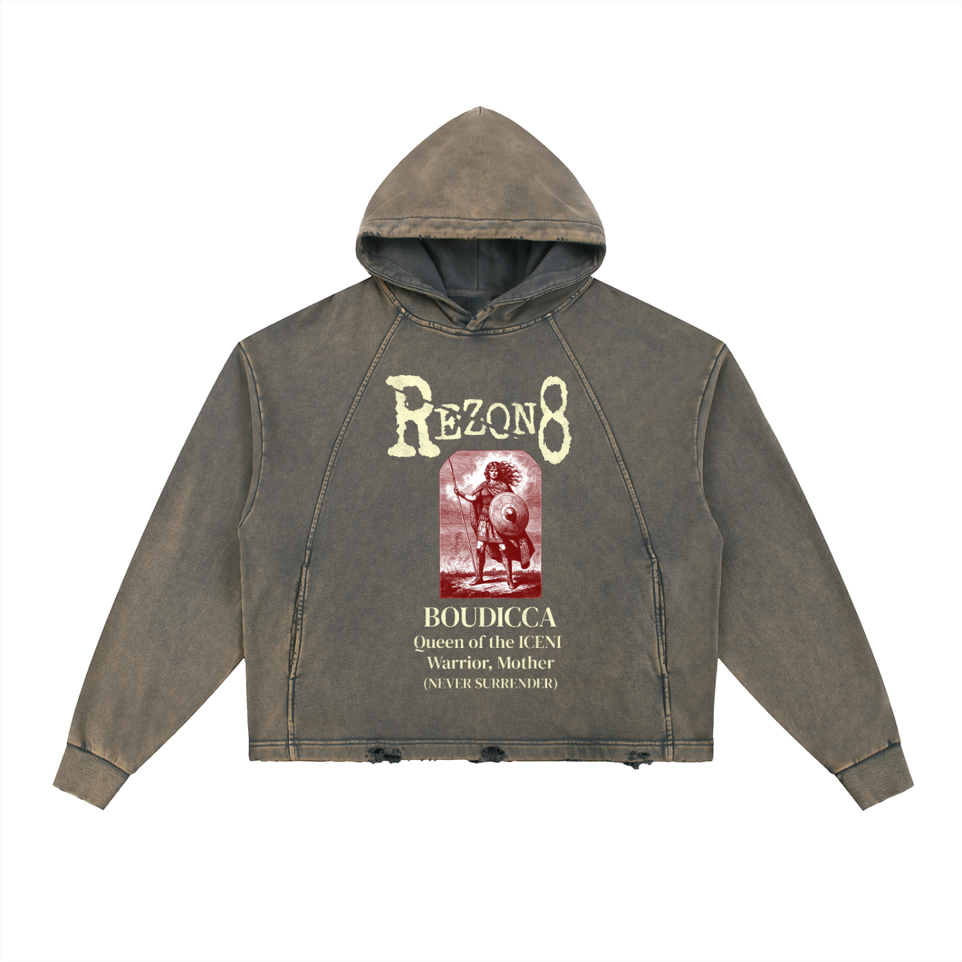 Vintage Washed Frayed-Hem Hoodie