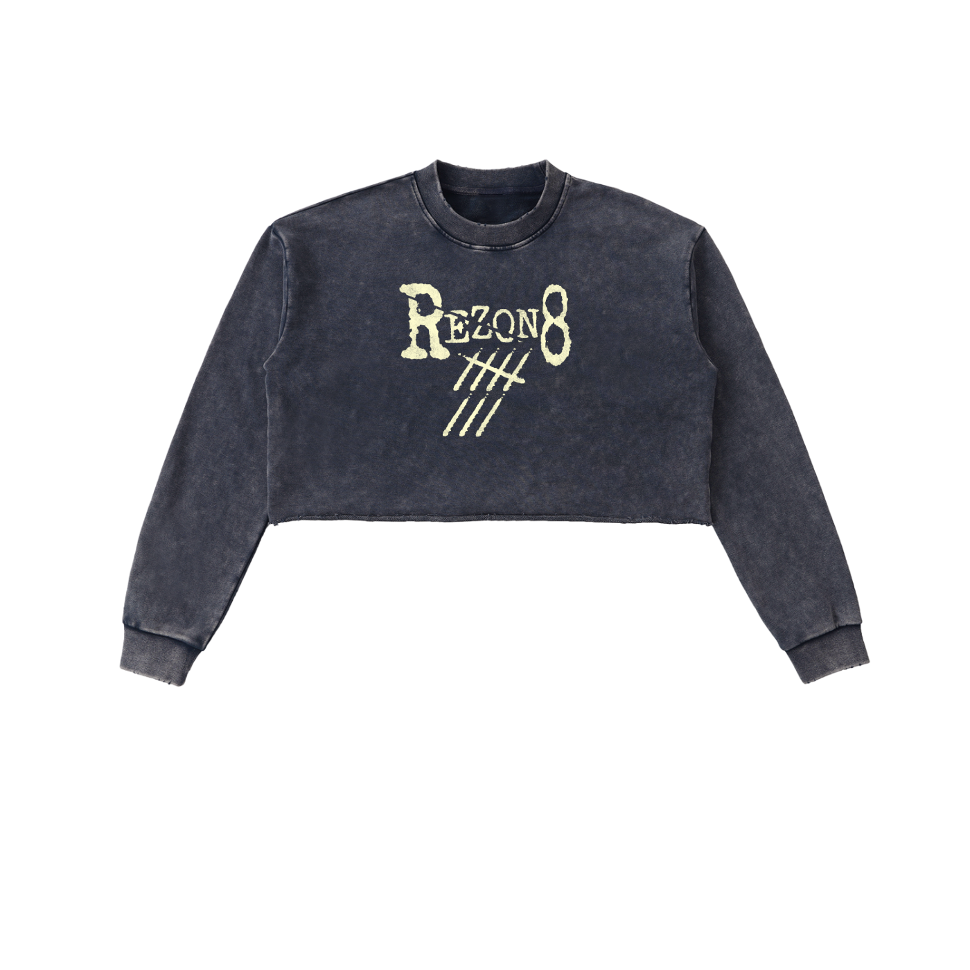 Snow Washed Raw Edge Cropped Sweatshirt