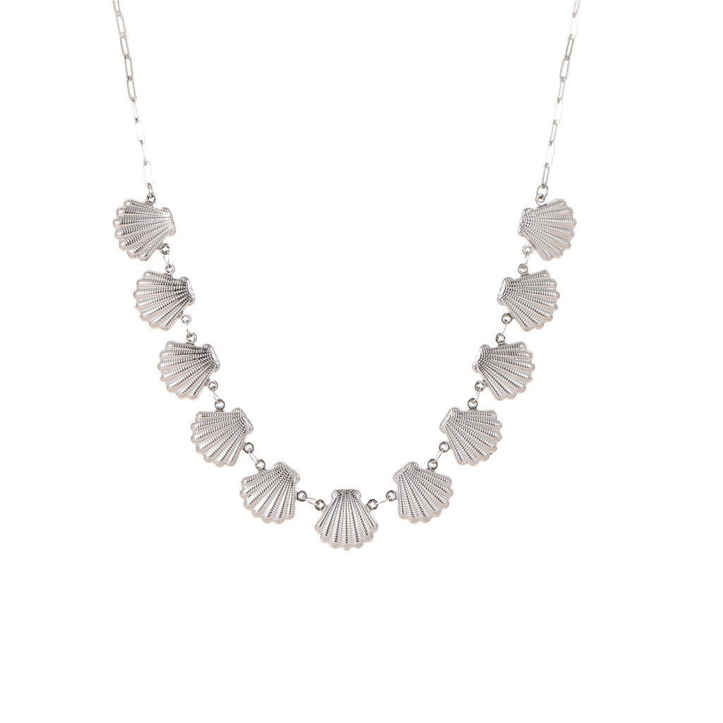 Ocean Wind Stainless Steel Sea Star Shell Pendant Necklace