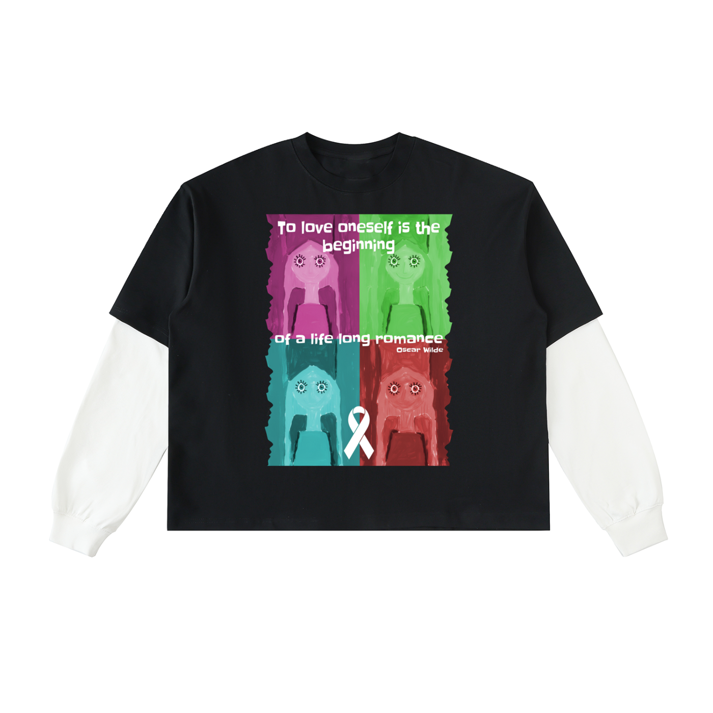 Layered Contrast Cotton longsleeve T-Shirt