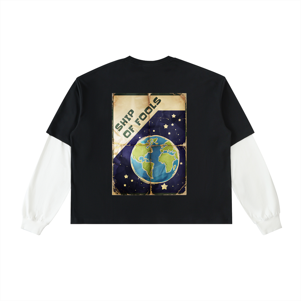 Layered Contrast Sleeve Cotton longsleeve T-Shirt