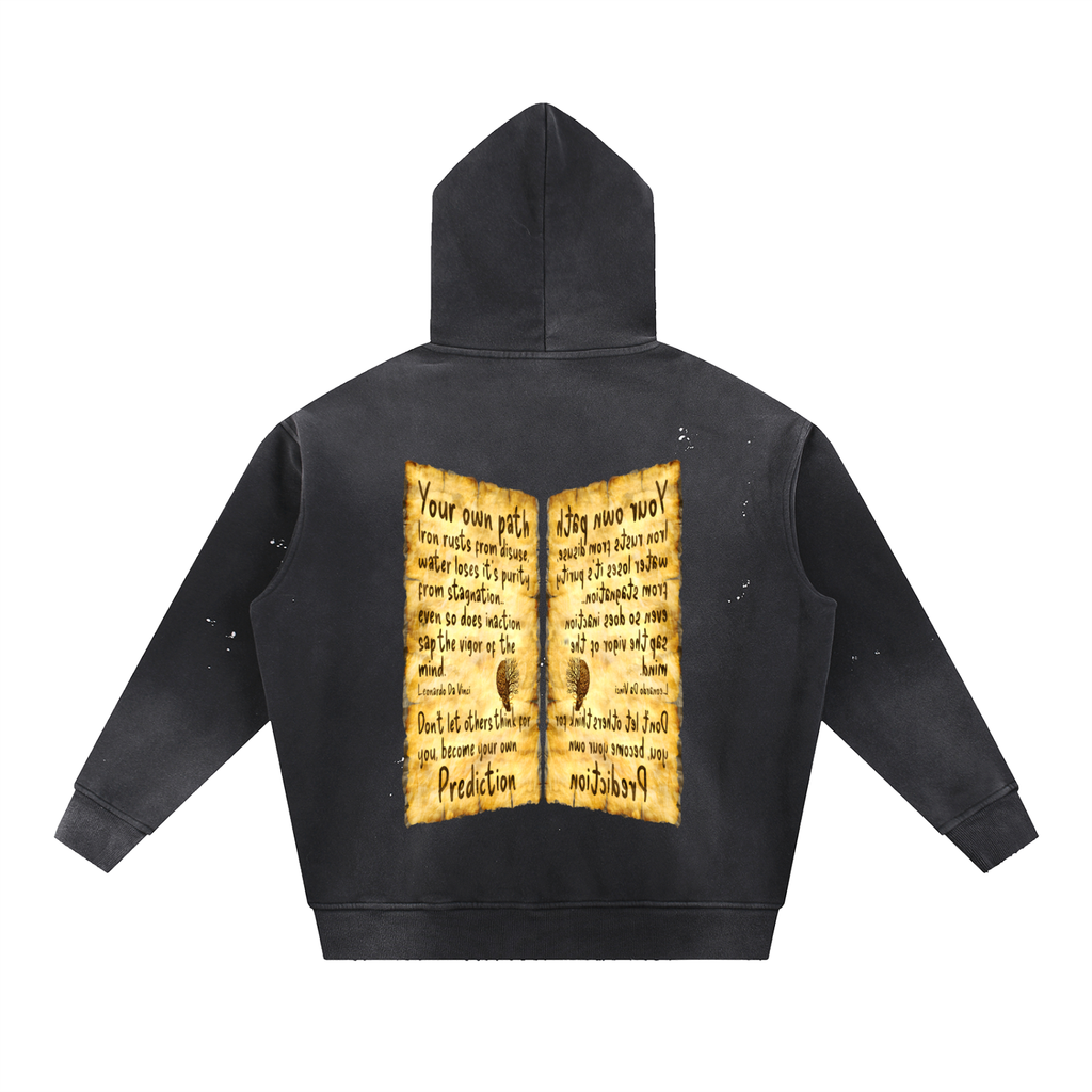 Vintage Washed Frayed Fleece Hoodie