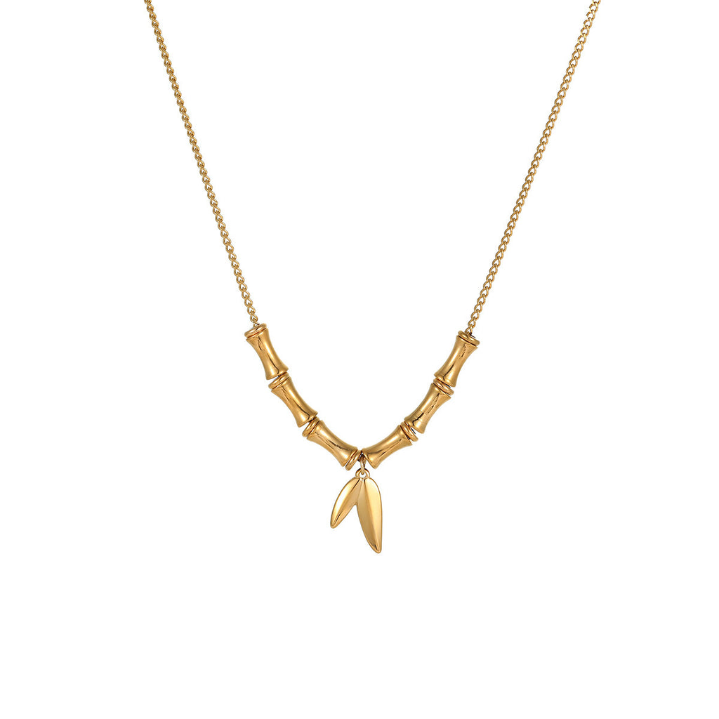 Women's Versatile Light Luxury Bamboo Knot Bamboo Leaf Necklace