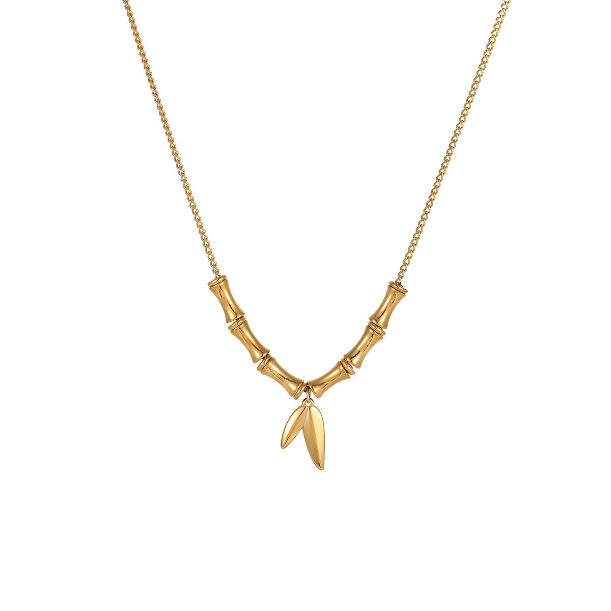 Women's Versatile Light Luxury Bamboo Knot Bamboo Leaf Necklace