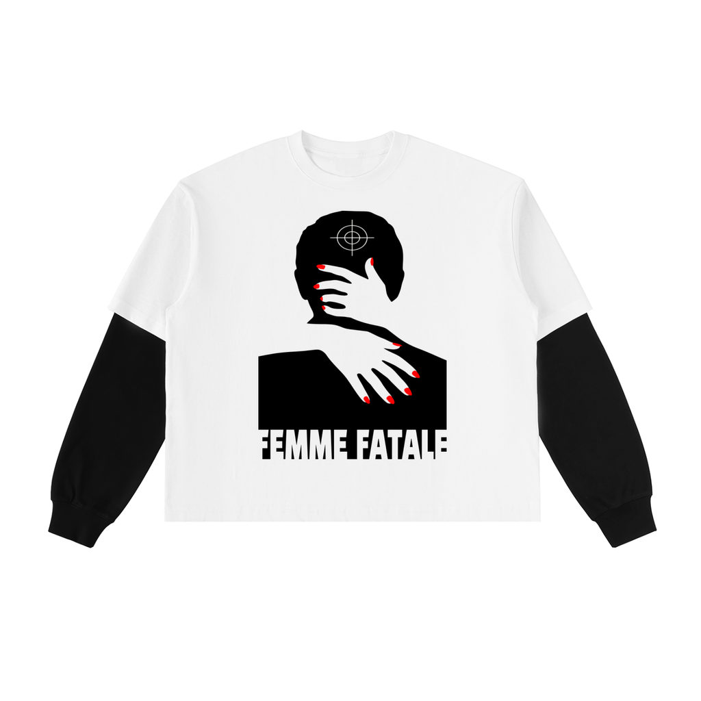 Layered Contrast Cotton longsleeve T-Shirt