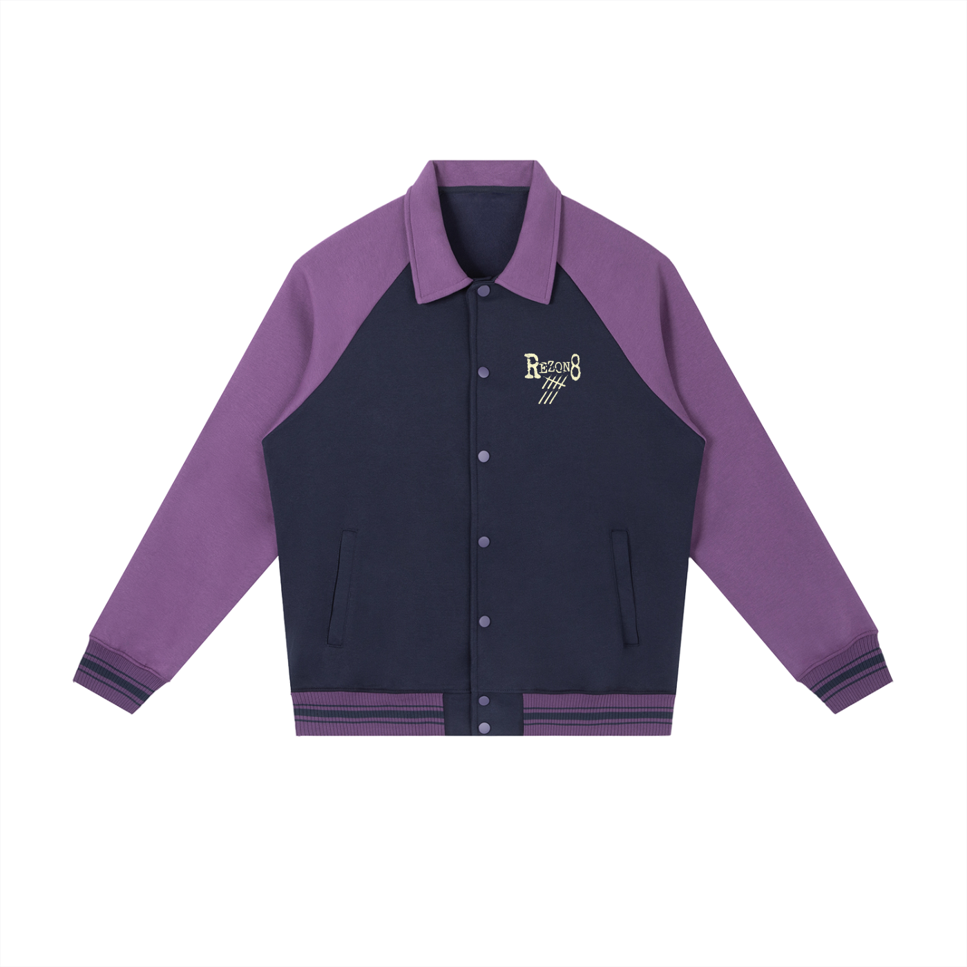 Contrast Raglan Sleeve Baseball Jacket