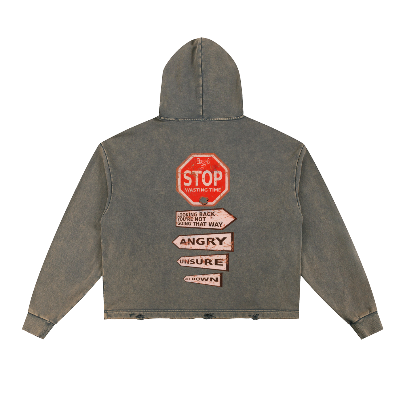 Vintage Washed Frayed-Hem Hoodie