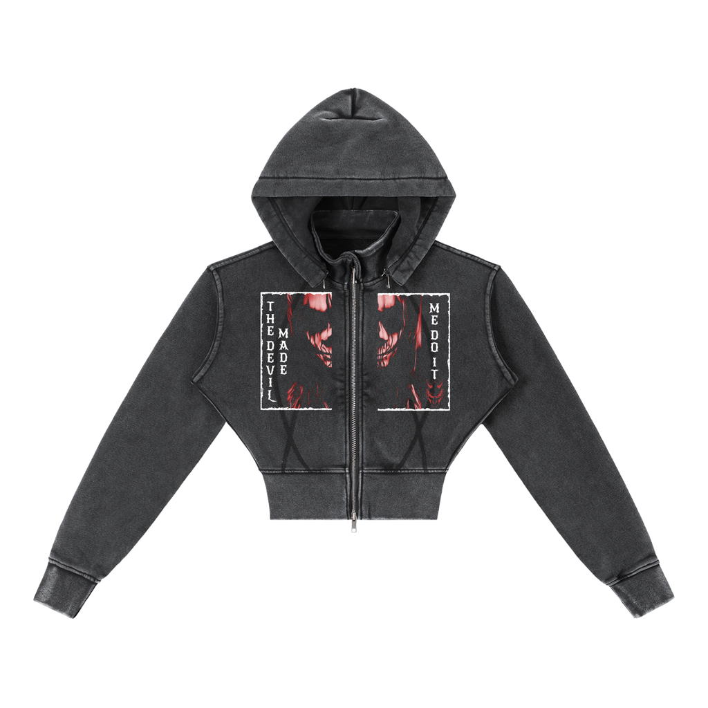 Vintage Washed Cropped Fleece Hoodie