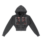 Vintage Washed Cropped Fleece Hoodie