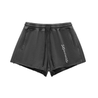 Snow Washed Raw Edge Drawstring Shorts