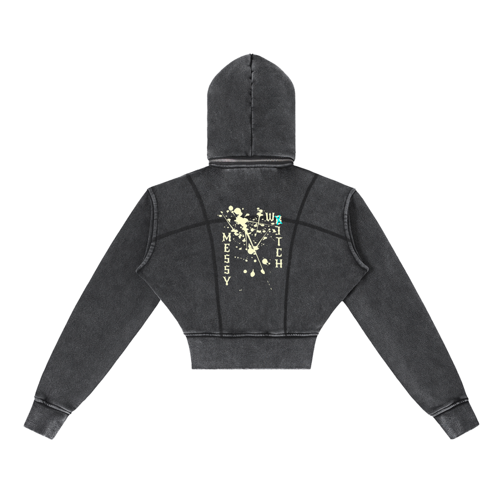 Vintage Washed Cropped Fleece Hoodie