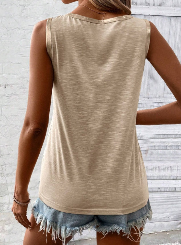 Block Edge Decor Casual Tank Top