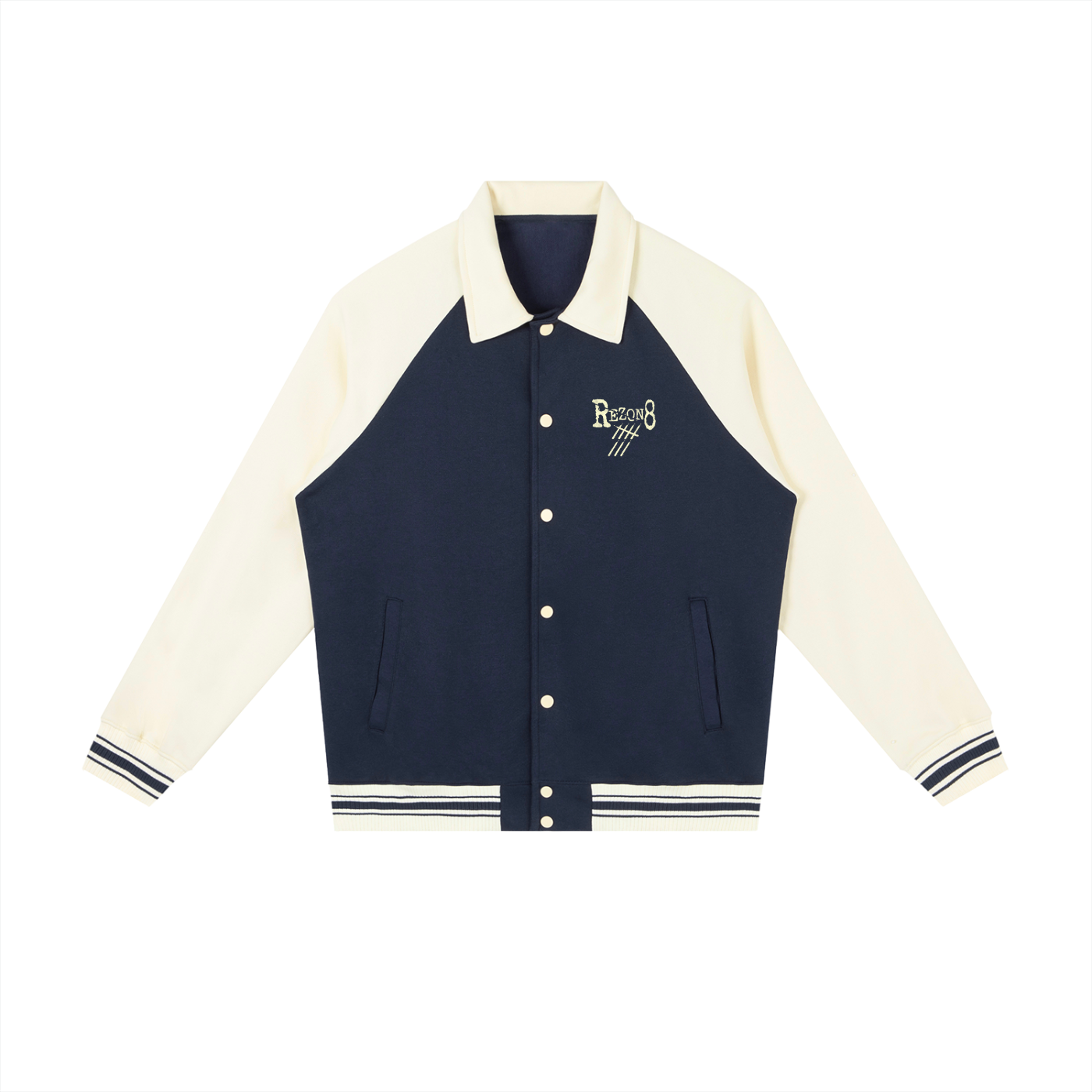 Contrast Raglan Sleeve Baseball Jacket
