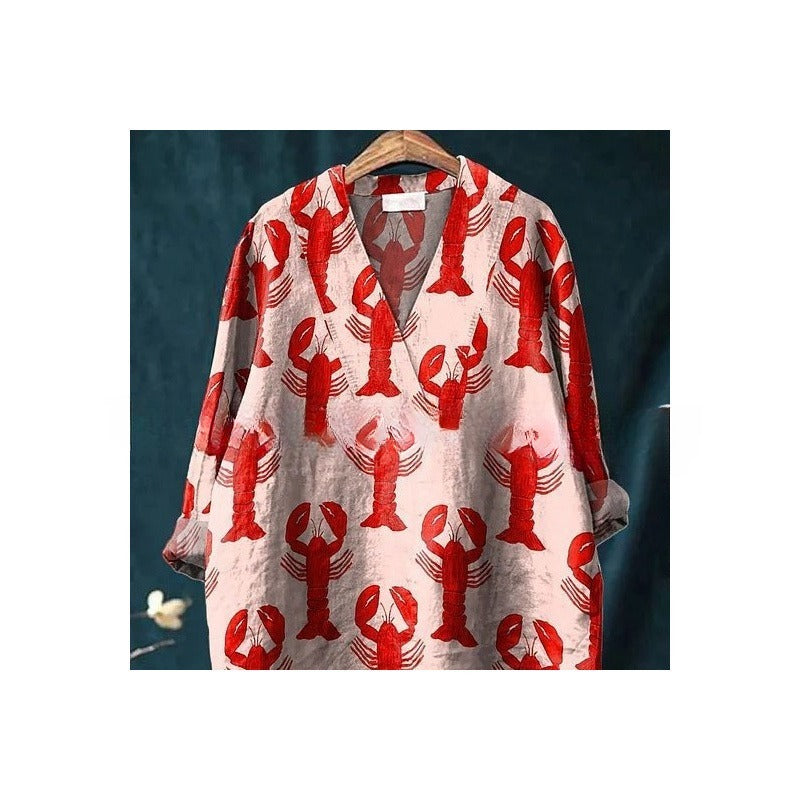 Fashion Digital Printing Large Wide V-neck Top