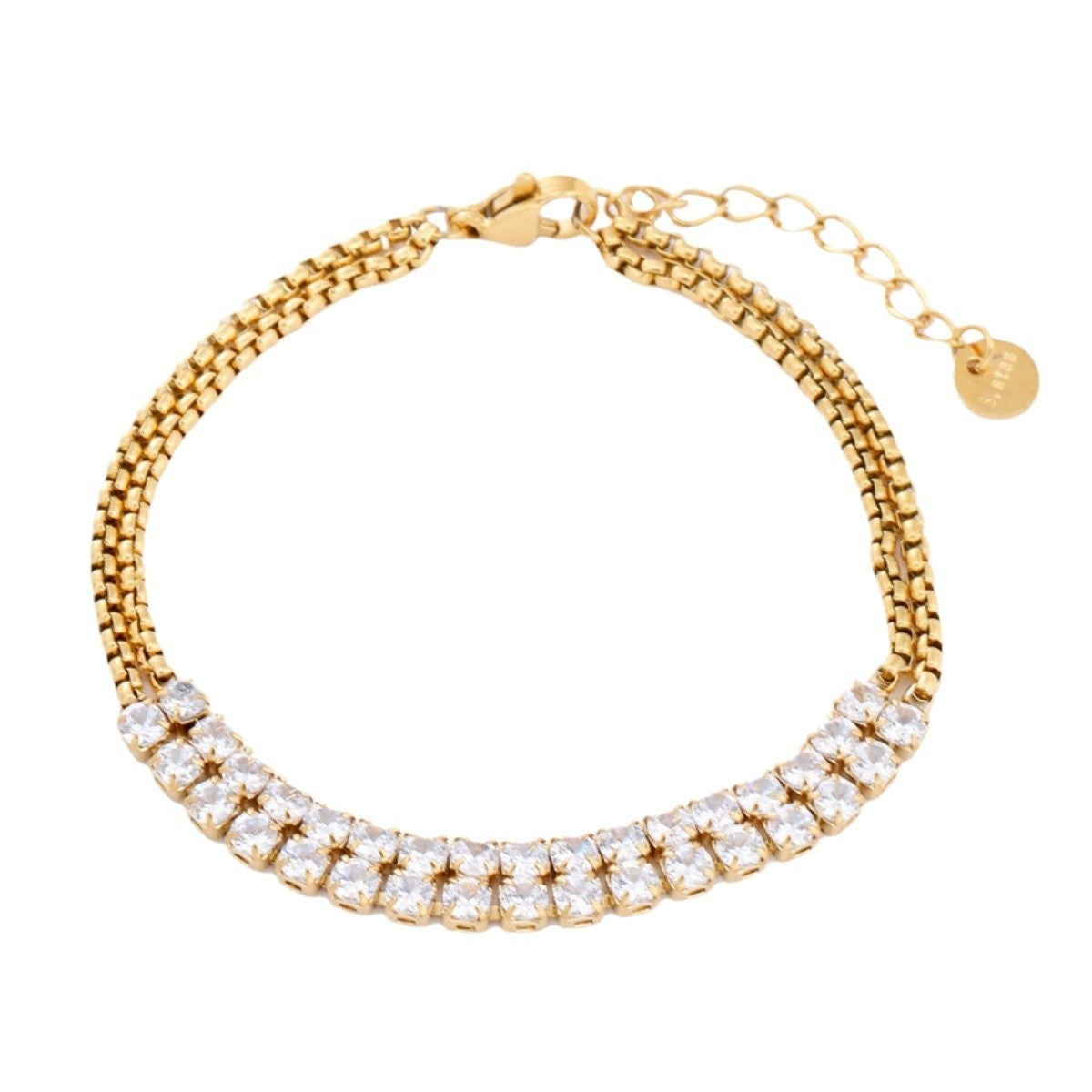 Titanium Steel Bracelet 18K Gold Plating Stainless Steel Inlaid Zircon