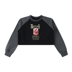 Raw-Hem Color-Block Raglan Crop Sweatshirt