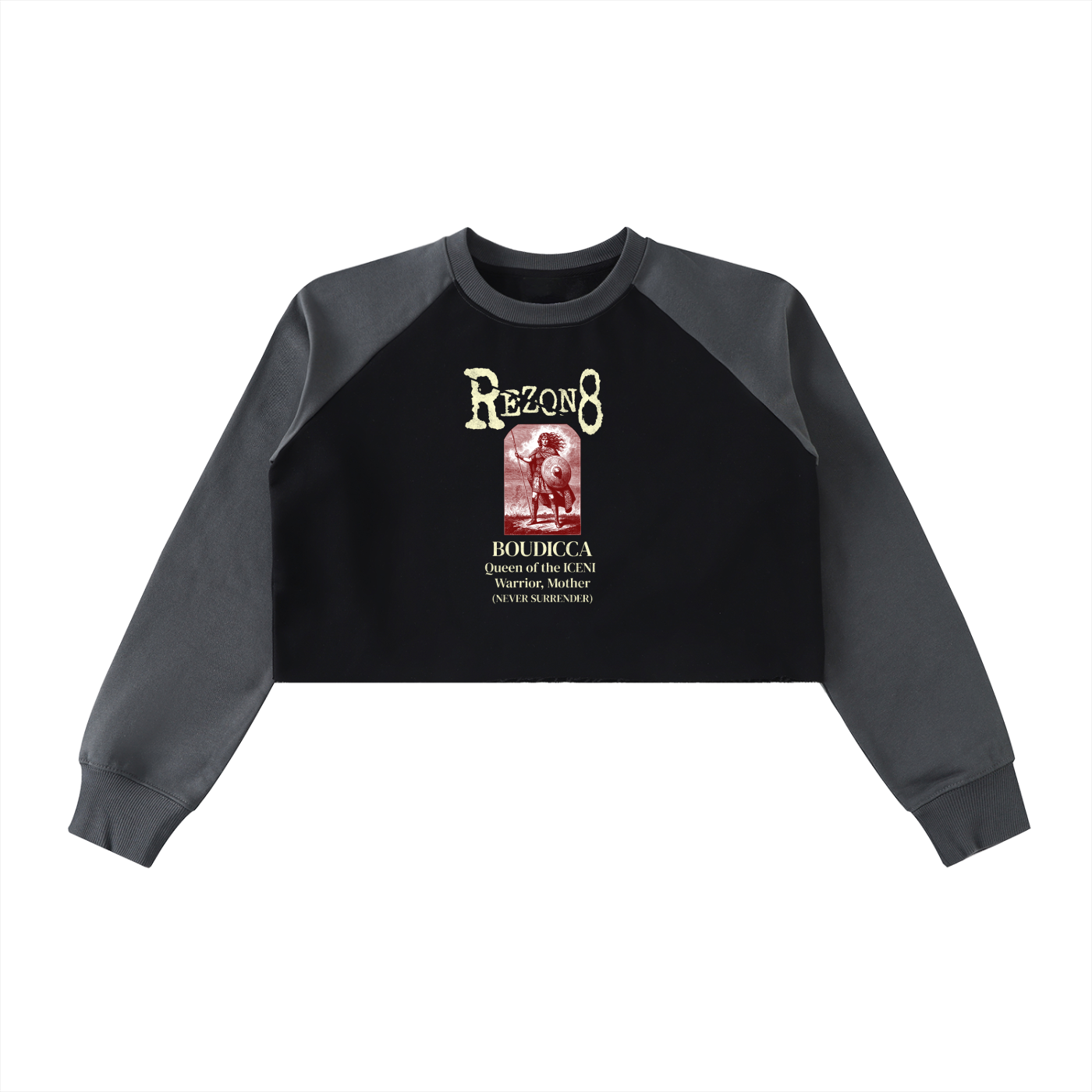 Raw-Hem Color-Block Raglan Crop Sweatshirt