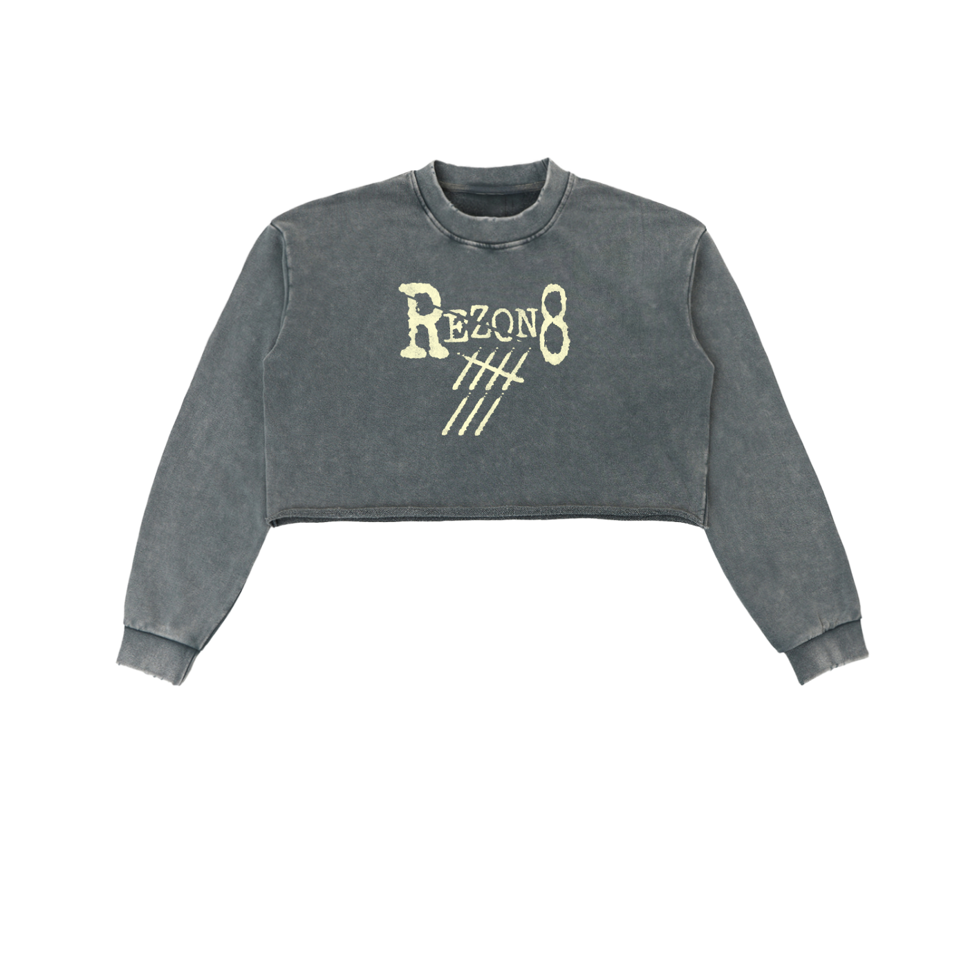 Snow Washed Raw Edge Cropped Sweatshirt