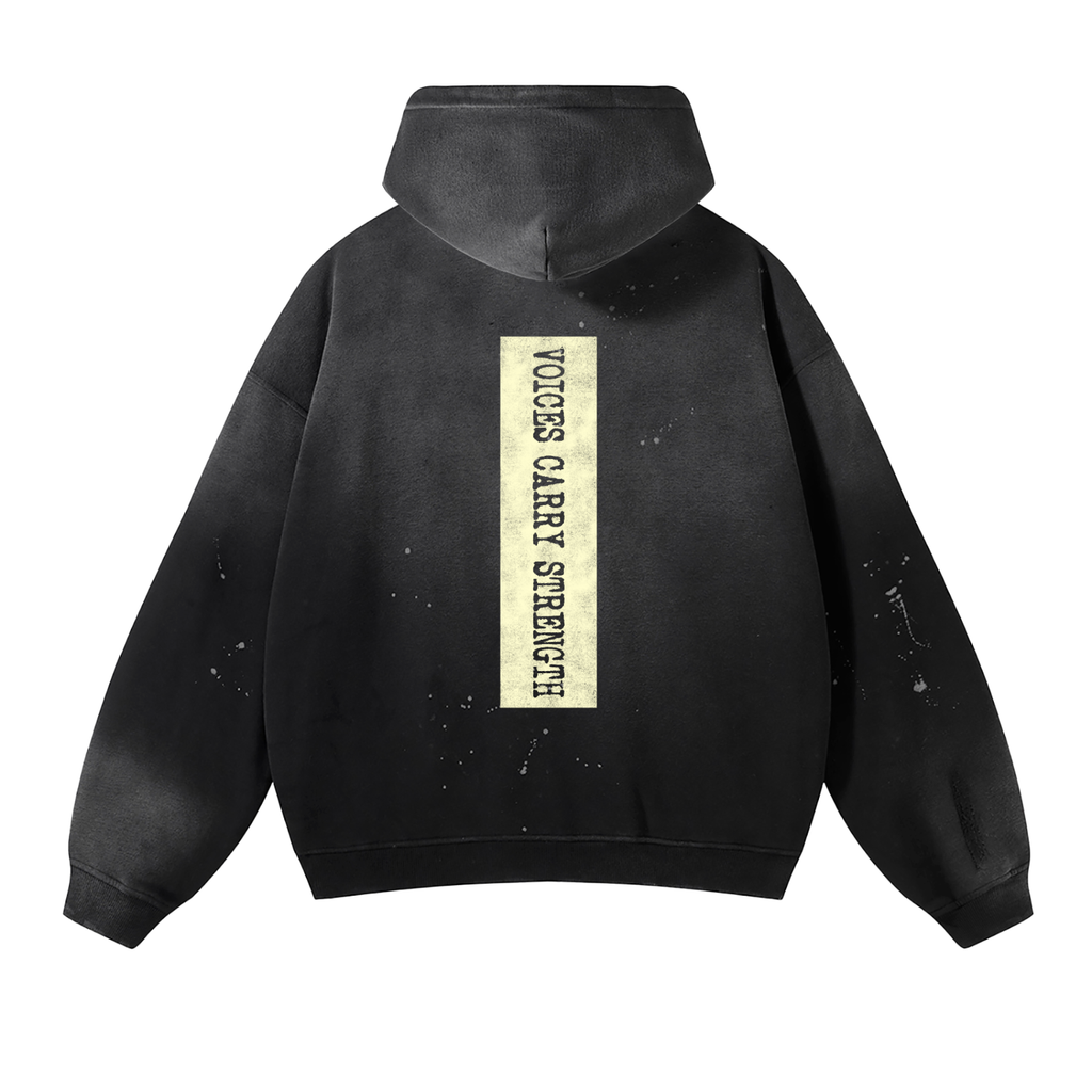 Vintage Washed Frayed Fleece Hoodie