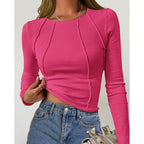 Women Long Sleeve T Shirts Crewneck Slim Fit Tops Going Out Fall Fashion Basic Tee