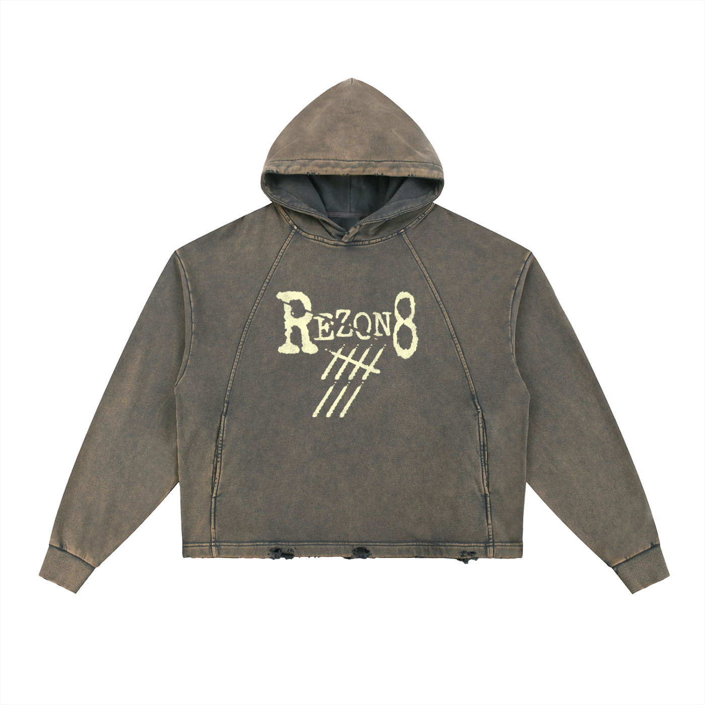 Vintage Washed Frayed-Hem Hoodie