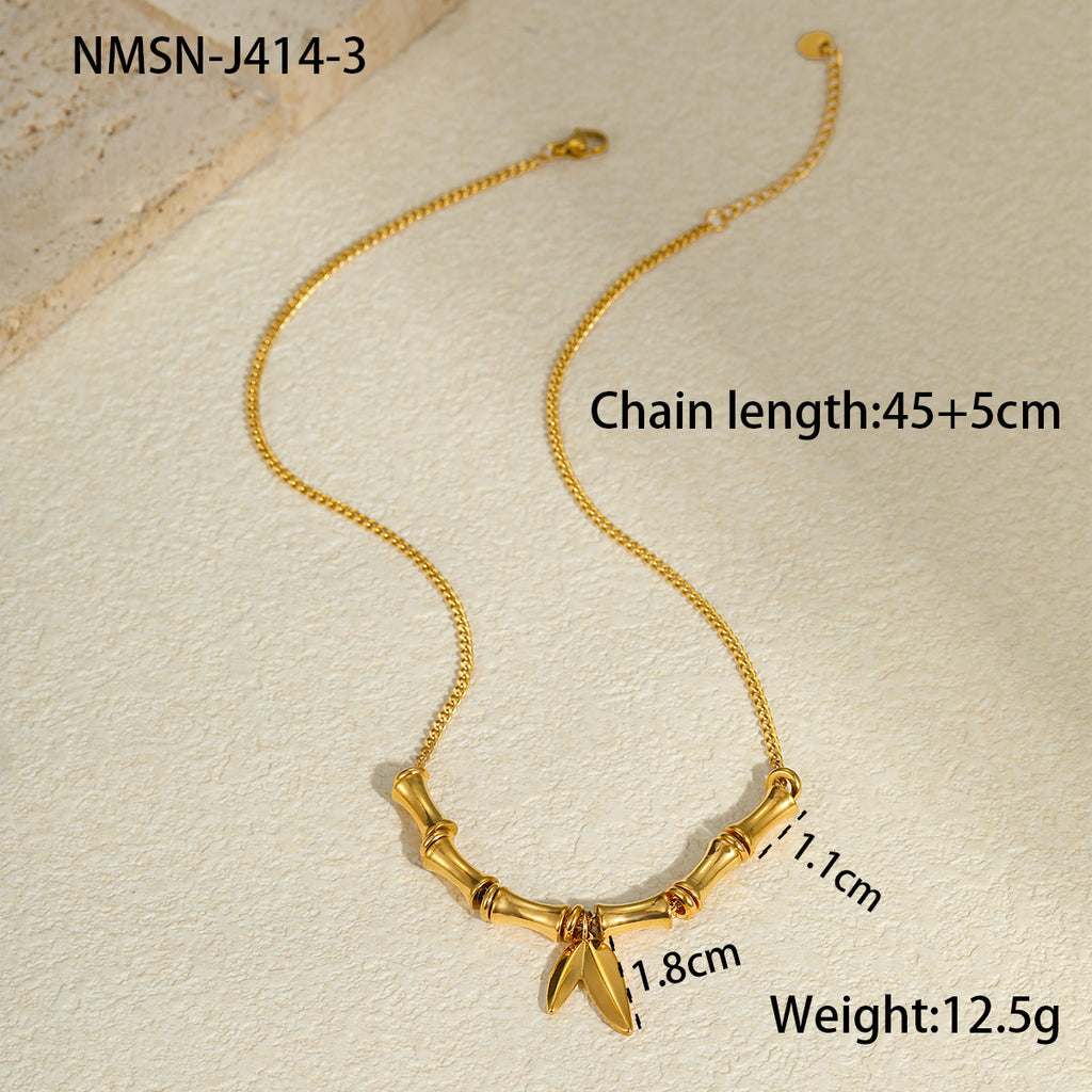 Women's Versatile Light Luxury Bamboo Knot Bamboo Leaf Necklace