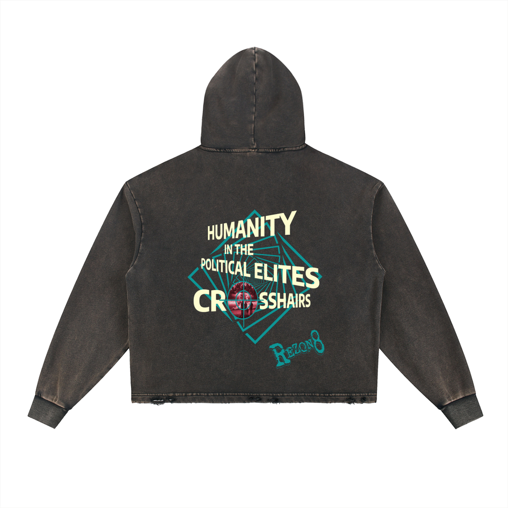 Vintage Washed Frayed-Hem Hoodie