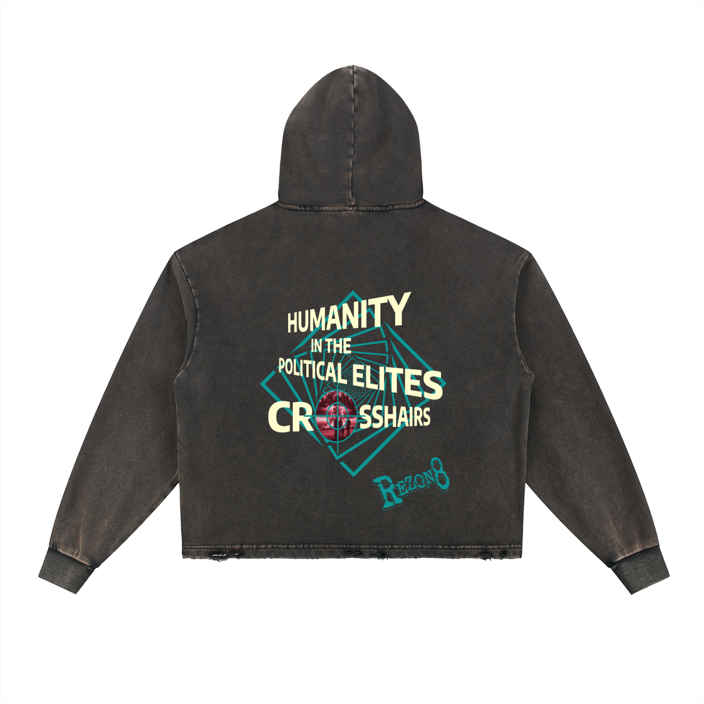 Vintage Washed Frayed-Hem Hoodie