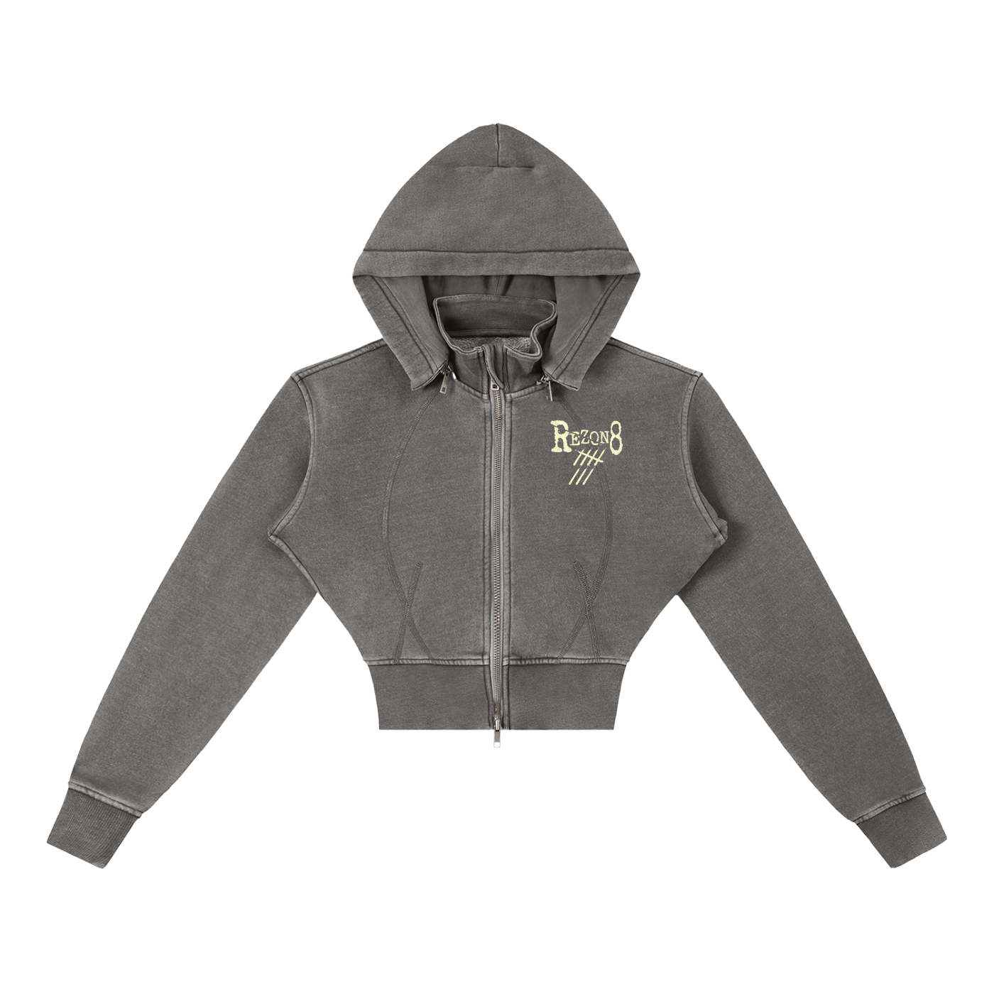 Vintage Washed Cropped Fleece Hoodie