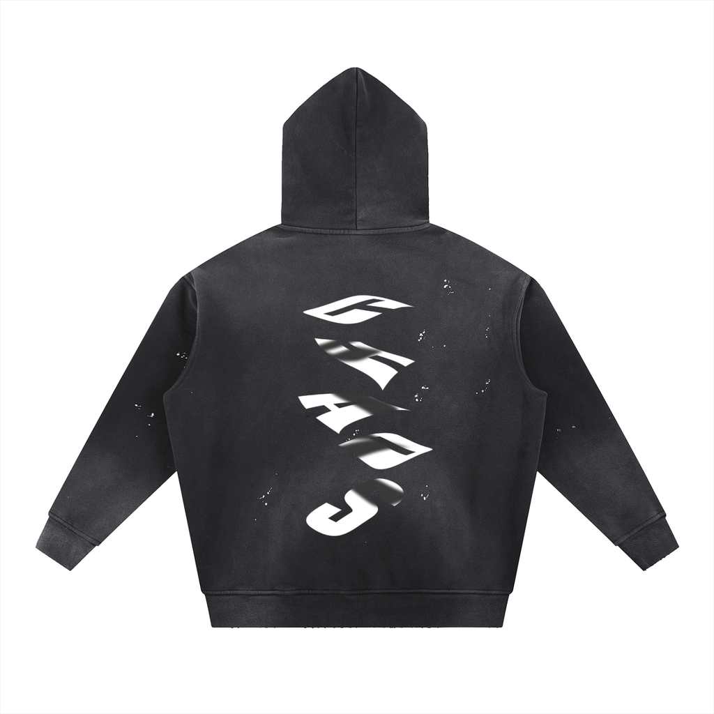 Vintage Washed Frayed Fleece Hoodie