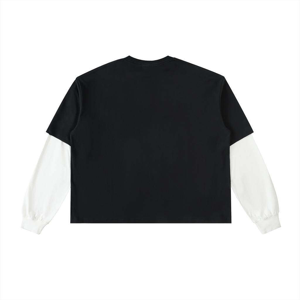 Layered Contrast Cotton longsleeve T-Shirt