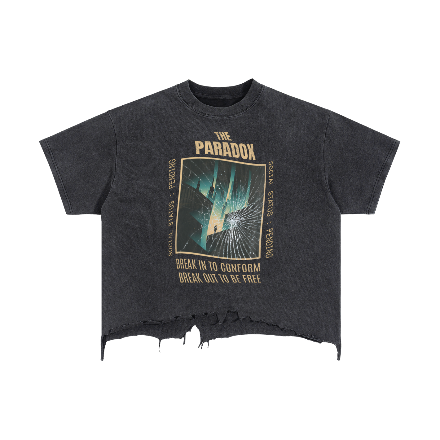 Vintage Wash Boxy Distressed Hem unisex T-Shirt