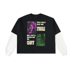 Layered Contrast Sleeve Cotton T-Shirt