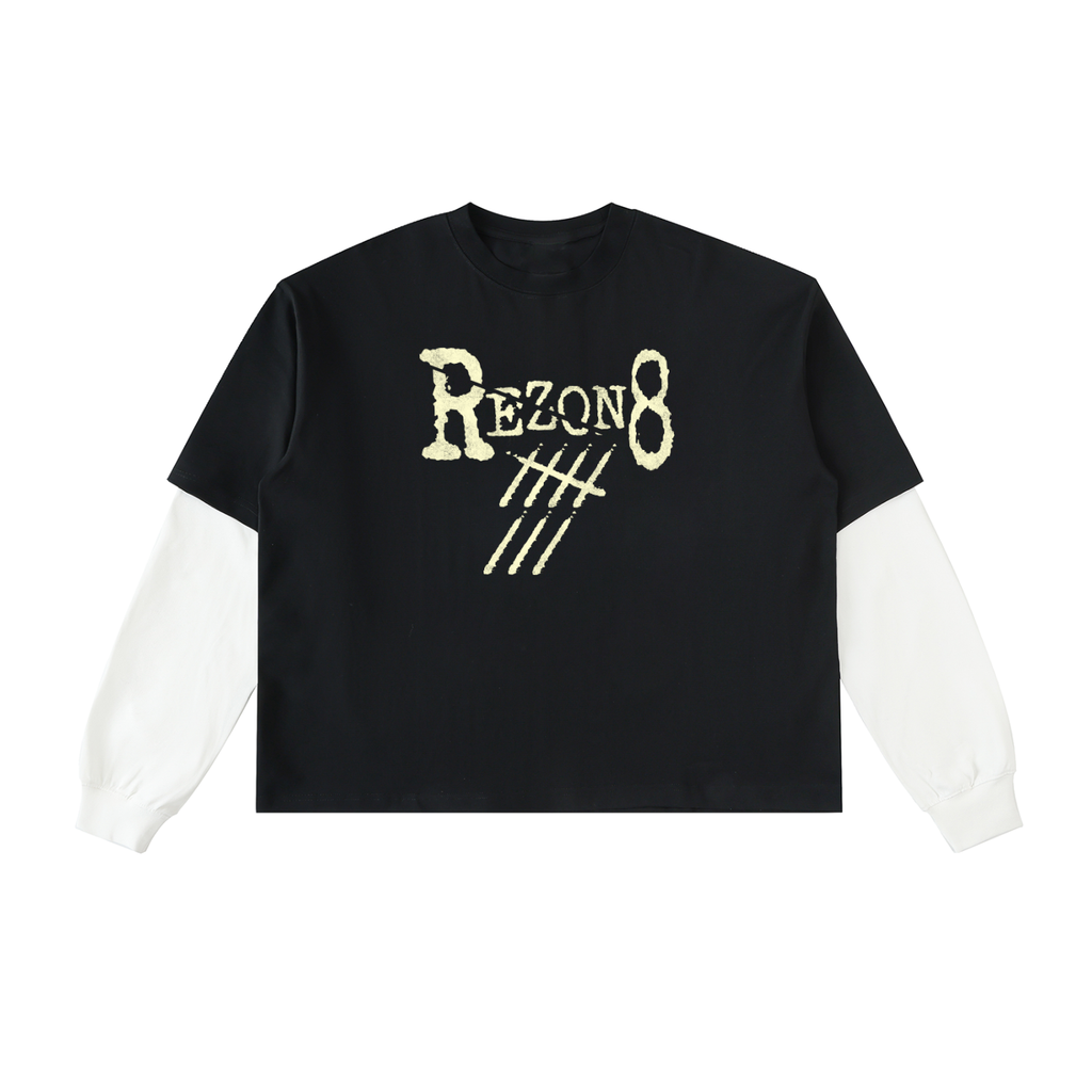 Layered Contrast Sleeve Cotton T-Shirt