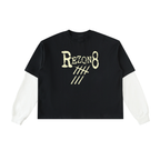 Layered Contrast Sleeve Cotton T-Shirt