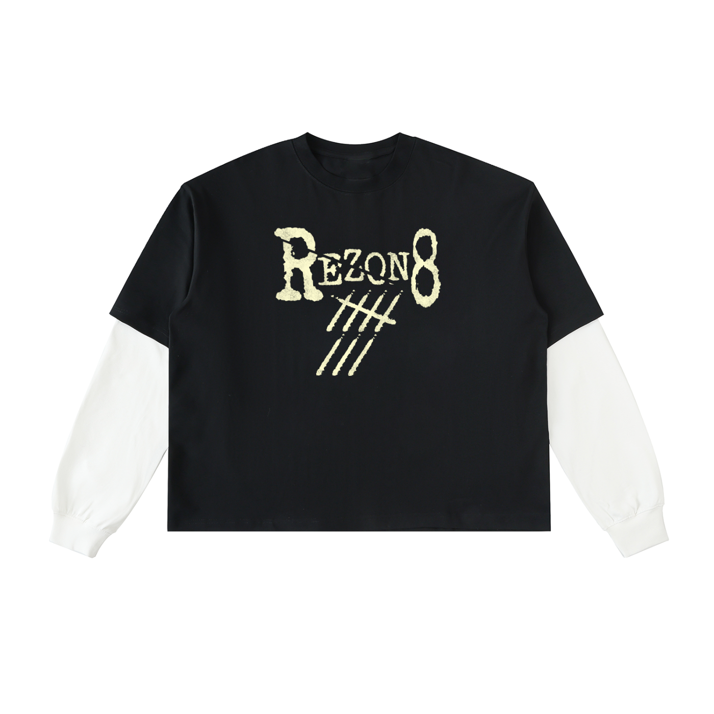 Layered Contrast Sleeve Cotton T-Shirt