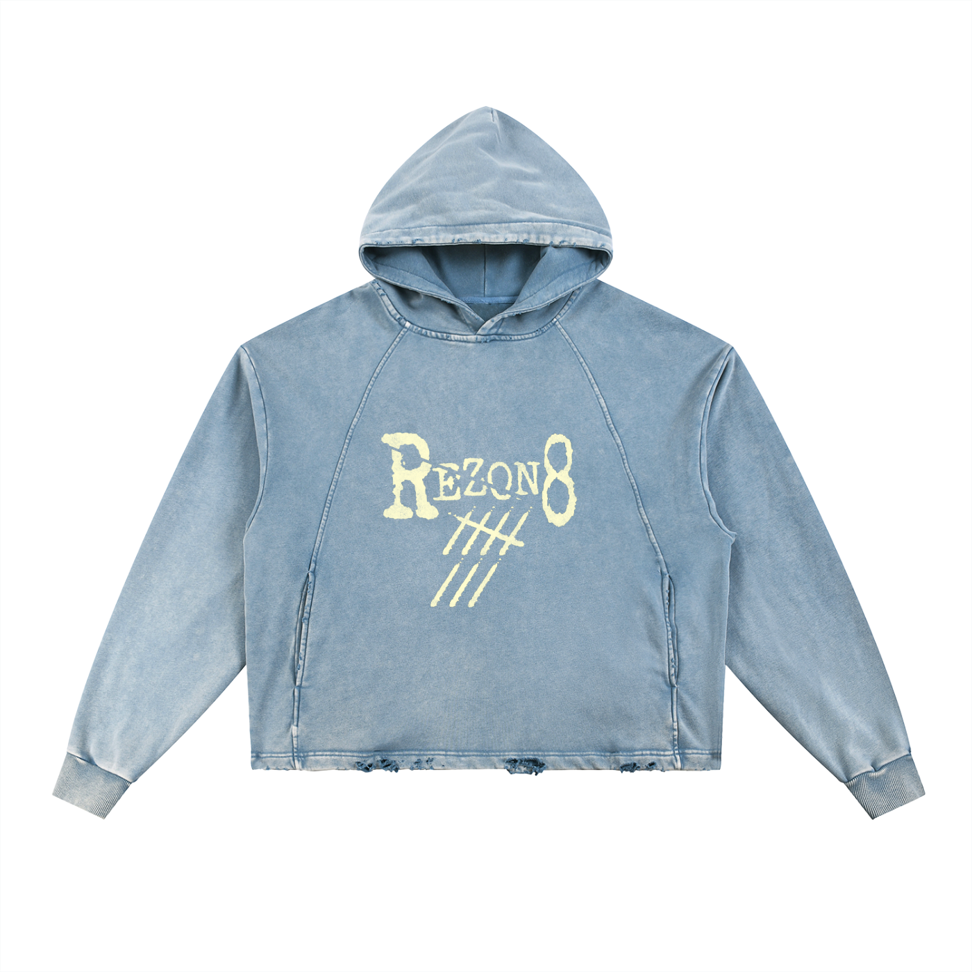 Vintage Washed Frayed-Hem Hoodie