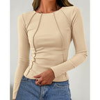 Women Long Sleeve T Shirts Crewneck Slim Fit Tops Going Out Fall Fashion Basic Tee