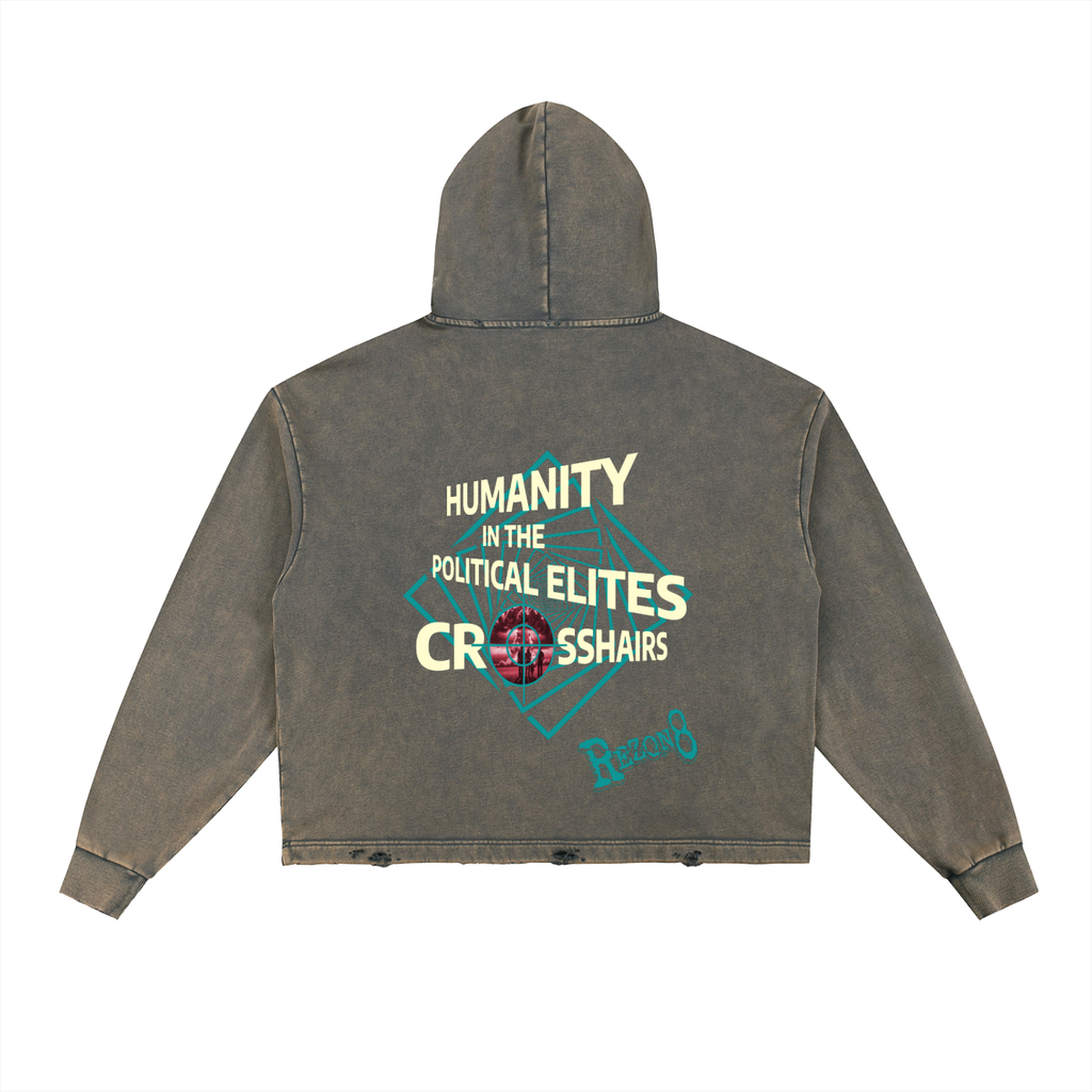 Vintage Washed Frayed-Hem Hoodie