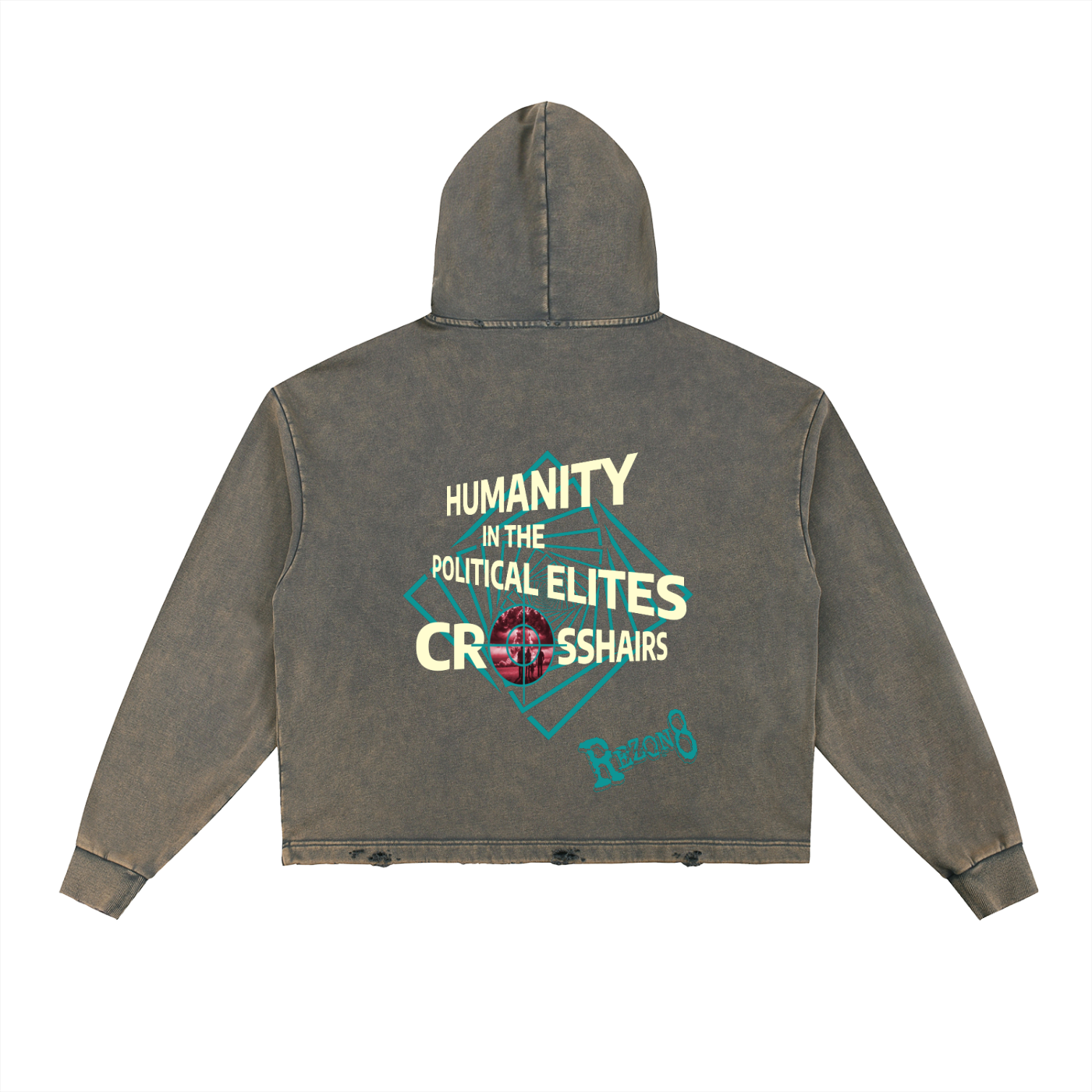 Vintage Washed Frayed-Hem Hoodie