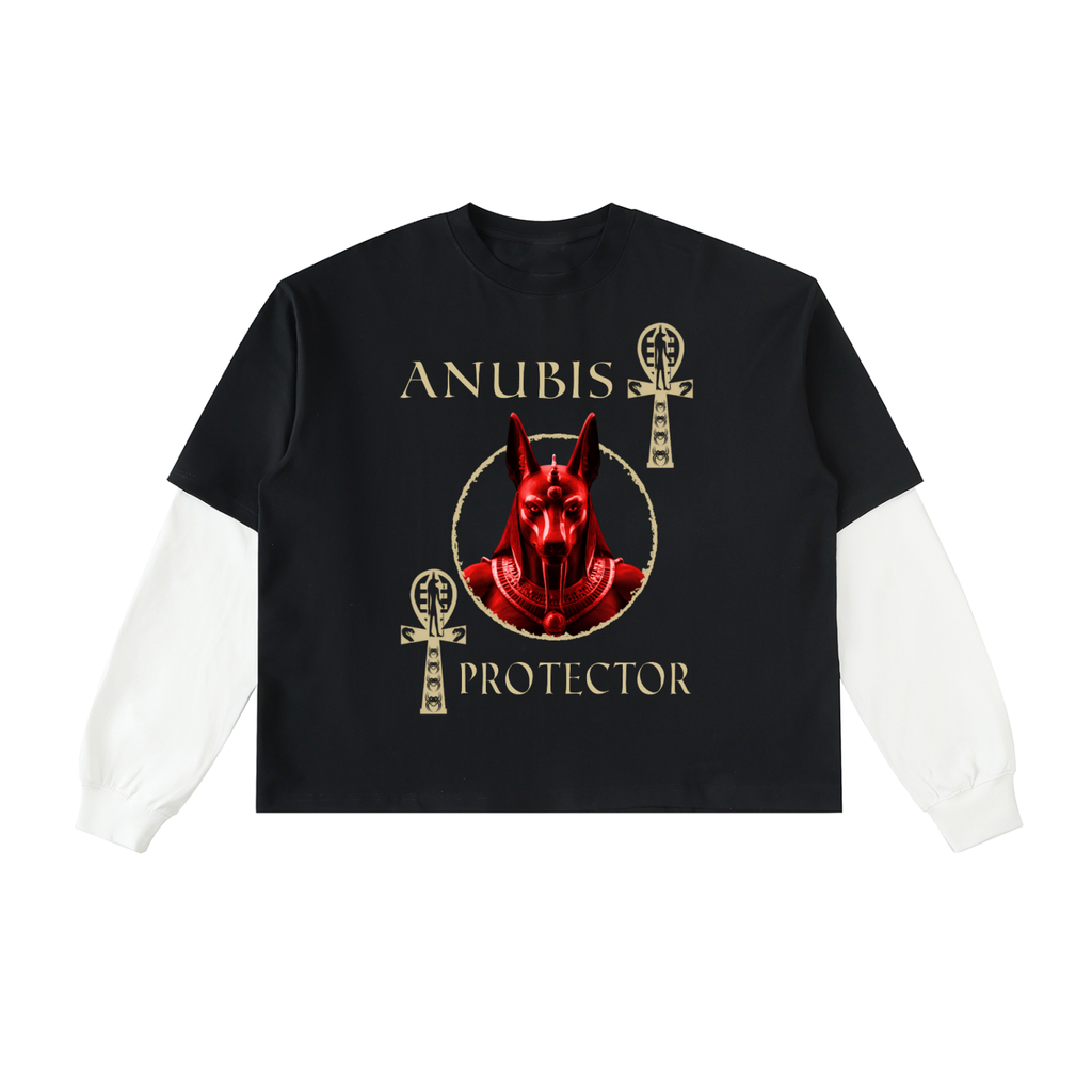 Layered Contrast Sleeve Cotton T-Shirt