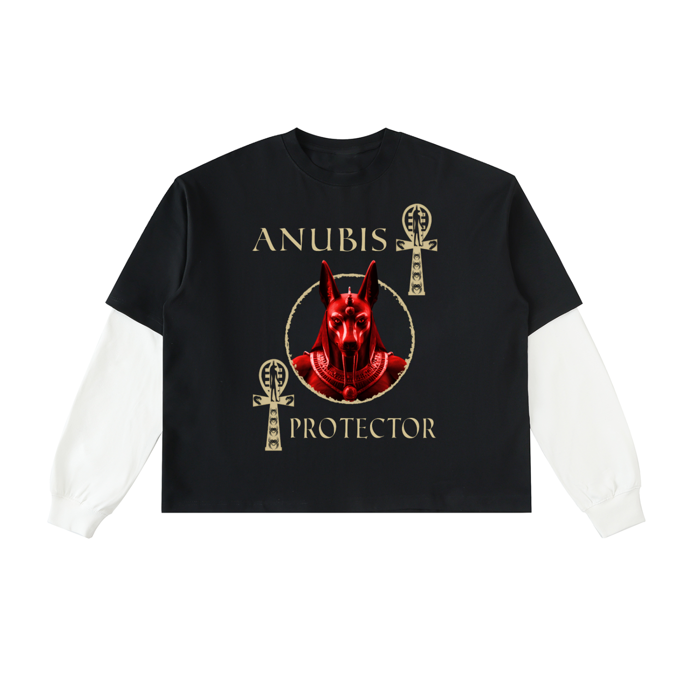 Layered Contrast Sleeve Cotton T-Shirt