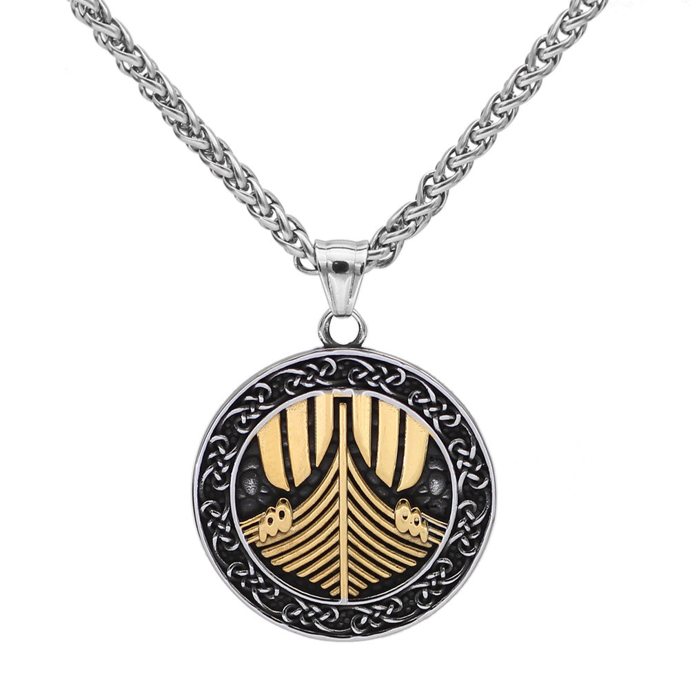 Nordic Viking Battleship Stainless Steel Necklace
