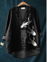 Fashion Digital Printing Large Wide V-neck Top